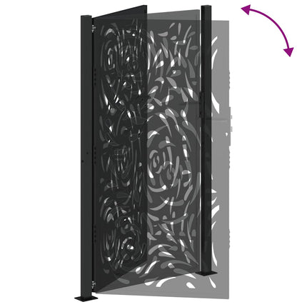Cancello Giardino Nero 105x180 cm in Acciaio Design a Fiamma