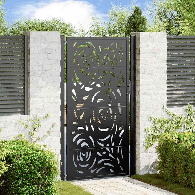 Cancello Giardino Nero 105x180 cm in Acciaio Design a Fiamma
