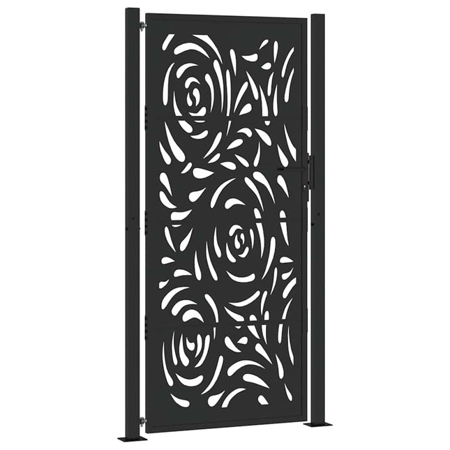Cancello Giardino Nero 105x205 cm in Acciaio Design a Fiamma