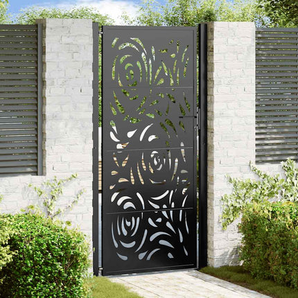 Cancello Giardino Nero 105x205 cm in Acciaio Design a Fiamma