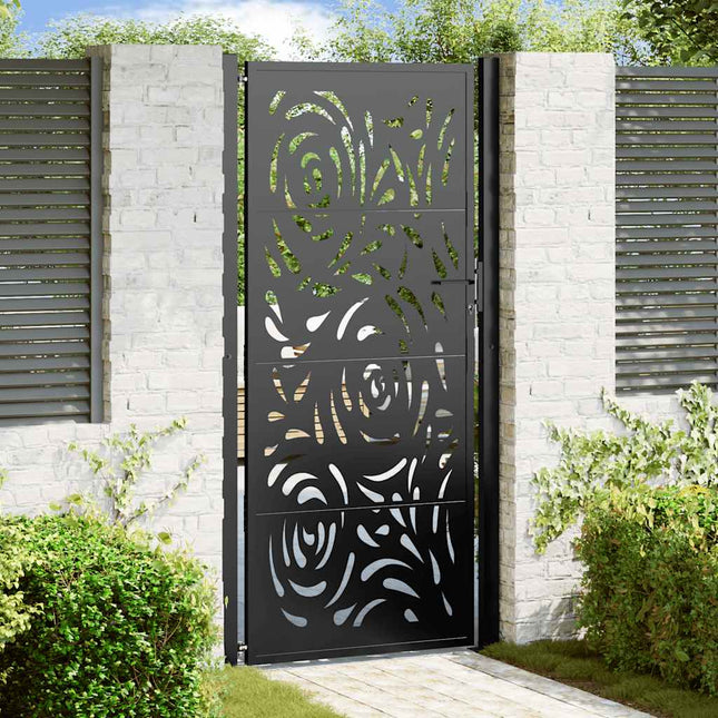 Cancello Giardino Nero 105x205 cm in Acciaio Design a Fiamma