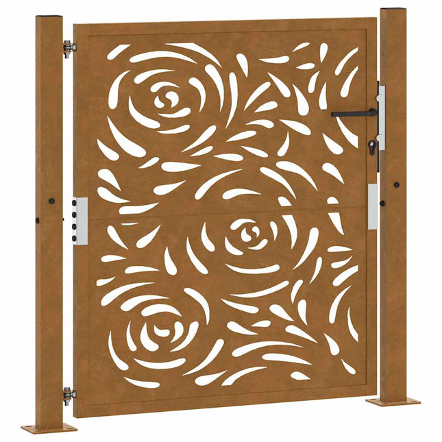 Cancello da Giardino 105x105 cm Acciaio Corten Design a Fiamma