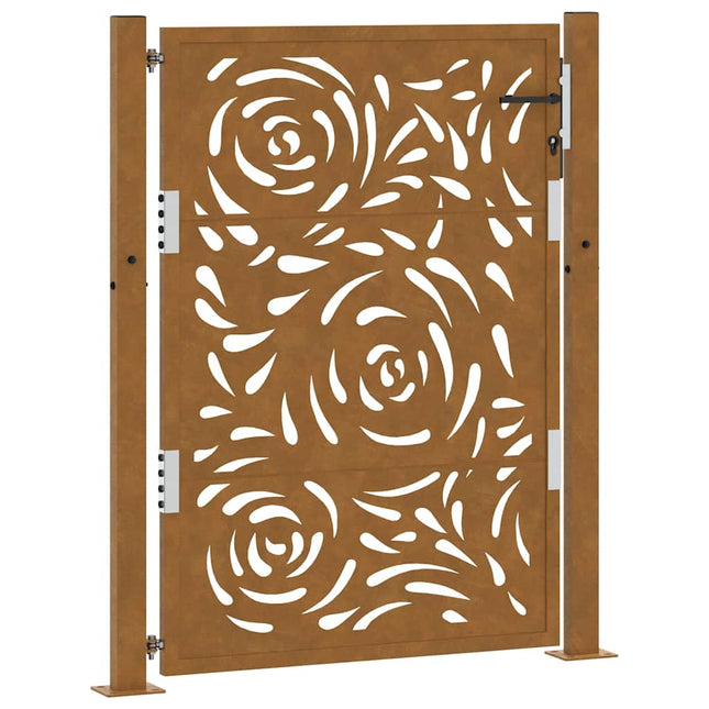 Cancello da Giardino 105x130 cm Acciaio Corten Design a Fiamma