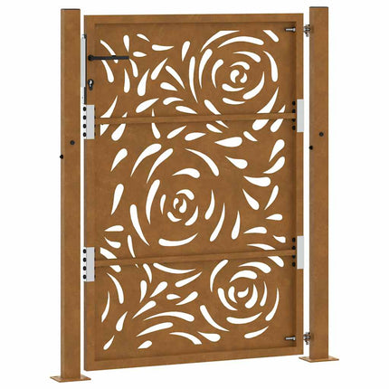 Cancello da Giardino 105x130 cm Acciaio Corten Design a Fiamma