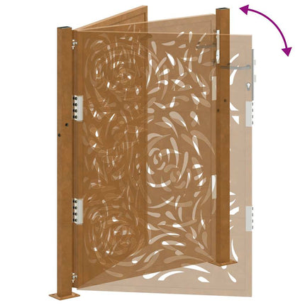 Cancello da Giardino 105x130 cm Acciaio Corten Design a Fiamma