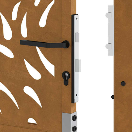 Cancello da Giardino 105x130 cm Acciaio Corten Design a Fiamma