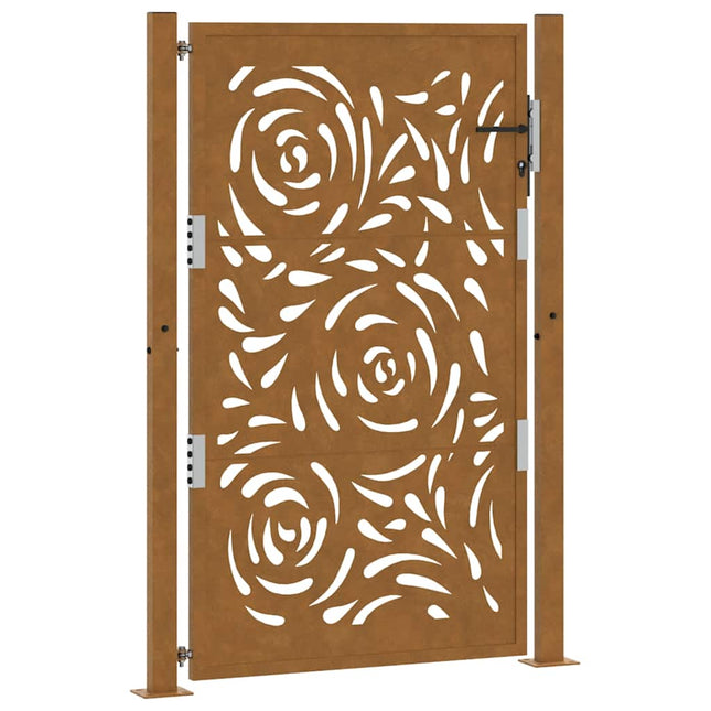 Cancello da Giardino 105x155 cm Acciaio Corten Design a Fiamma