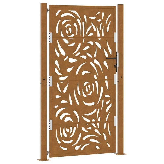 Cancello da Giardino 105x180 cm Acciaio Corten Design a Fiamma