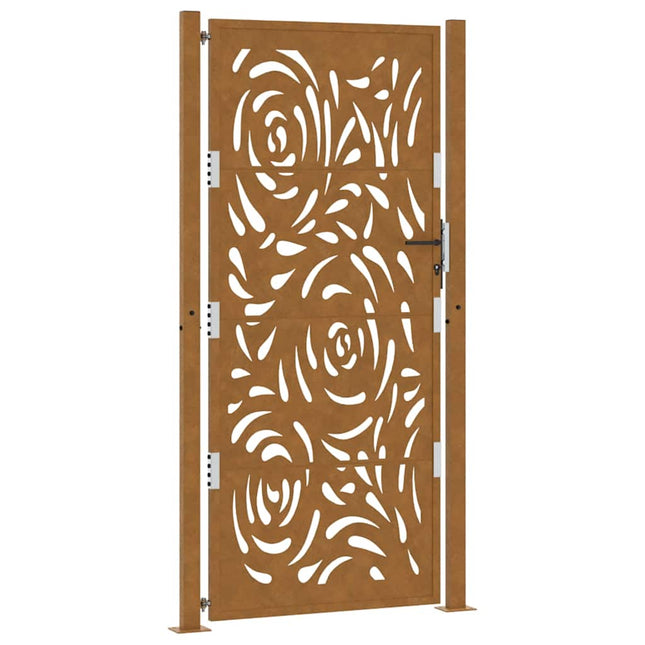 Cancello da Giardino 105x205 cm Acciaio Corten Design a Fiamma