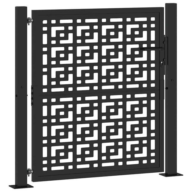 Cancello Giardino Nero 105x106 cm in Acciaio Design a Croce