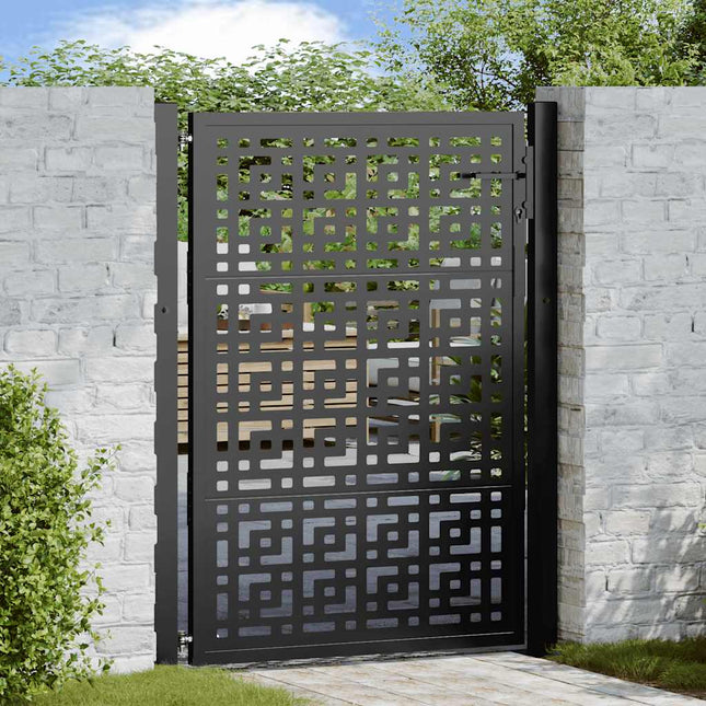 Cancello Giardino Nero 105x130 cm in Acciaio Design a Croce
