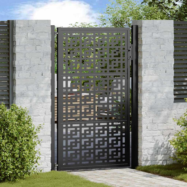 Cancello Giardino Nero 105x155 cm in Acciaio Design a Croce