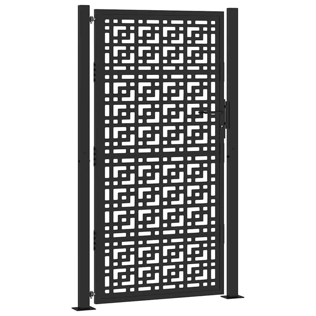 Cancello Giardino Nero 105x180 cm in Acciaio Design a Croce