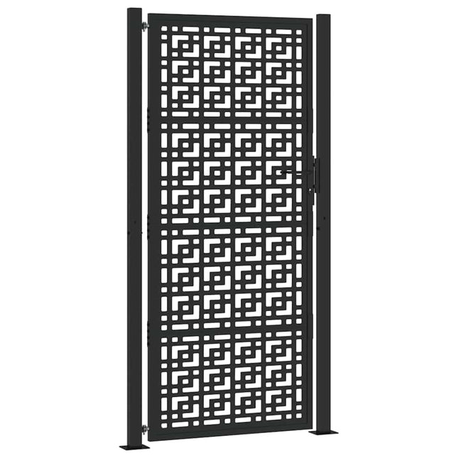 Cancello Giardino Nero 105x205 cm in Acciaio Design a Croce