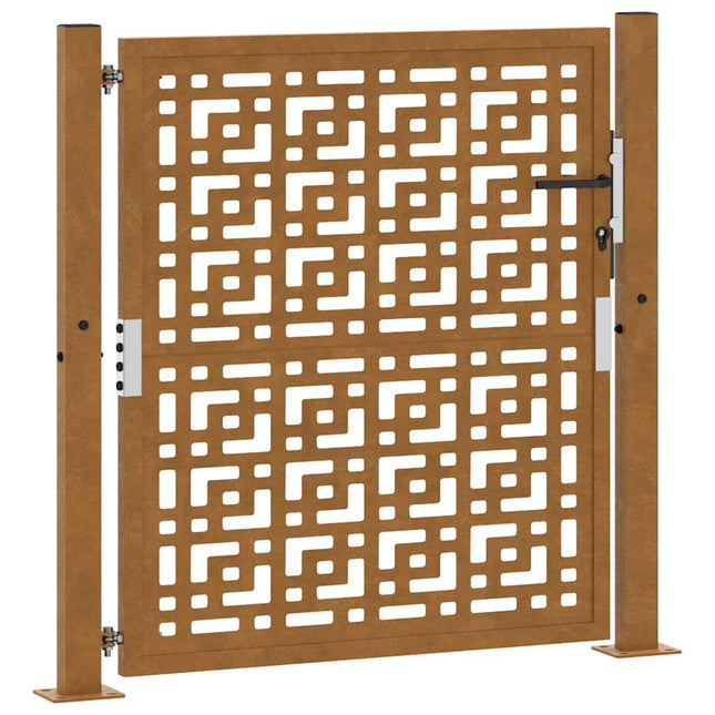 Cancello da Giardino 105x105 cm Acciaio Corten Design a Croce
