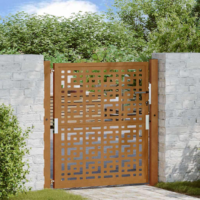 Cancello da Giardino 105x105 cm Acciaio Corten Design a Croce