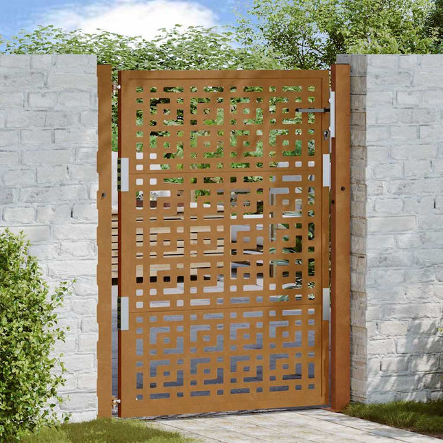 Cancello da Giardino 105x130 cm Acciaio Corten Design a Croce