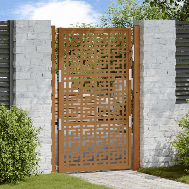 Cancello da Giardino 105x155 cm Acciaio Corten Design a Croce