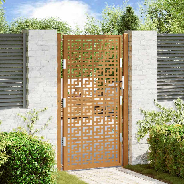 Cancello da Giardino 105x180 cm Acciaio Corten Design a Croce
