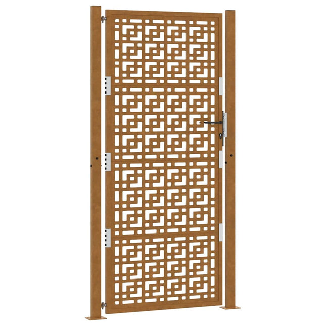 Cancello da Giardino 105x205 cm Acciaio Corten Design a Croce