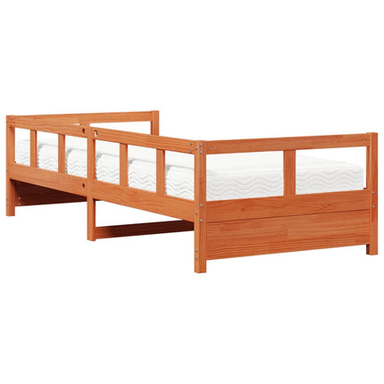 Dormeuse con Materasso Marrone 90x190 cm Legno Massello di Pino