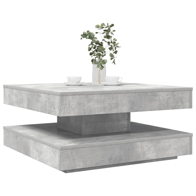 Tavolino da Caffè Girevole a 360 Gradi Grigio 70x70x34,5 cm