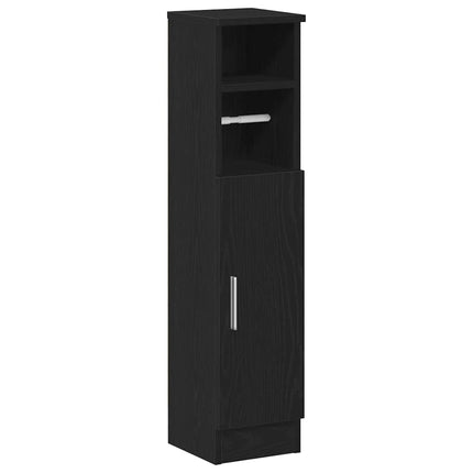 Mobile da Bagno con Portarotolo Nero 20,5x22x90 cm