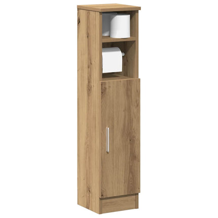 Mobile da Bagno con Portarotolo Rovere Artigianale 20,5x22x90cm