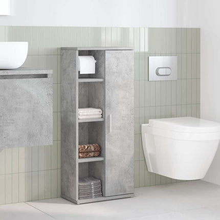 Mobile da Bagno con Portarotolo Grigio Cemento 39x22x90 cm