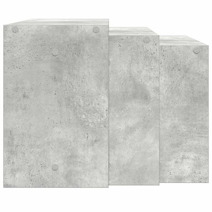 Tavolini Impilabili 3 pz Grigio Cemento in Legno Multistrato