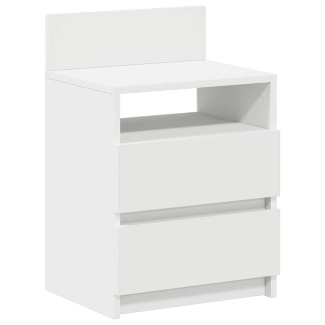 Comodino con 2 Cassetti Bianco 40x33x60 cm