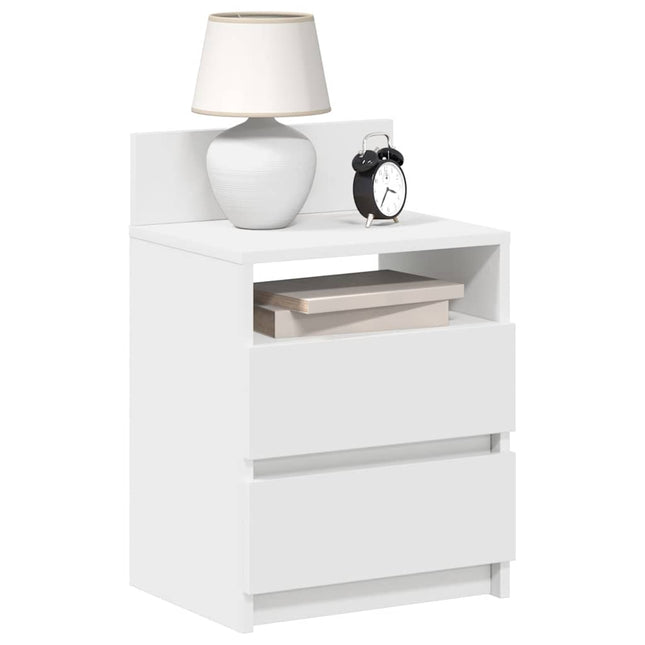 Comodino con 2 Cassetti Bianco 40x33x60 cm