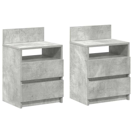 Comodini 2 pz con 2 Cassetti Grigio Cemento 40x33x60 cm