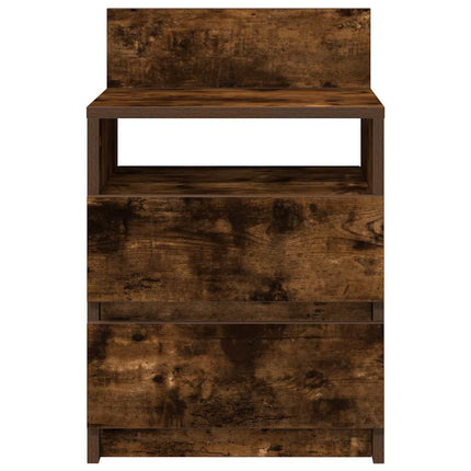Comodini 2 pz con 2 Cassetti Rovere Fumo 40x33x60 cm