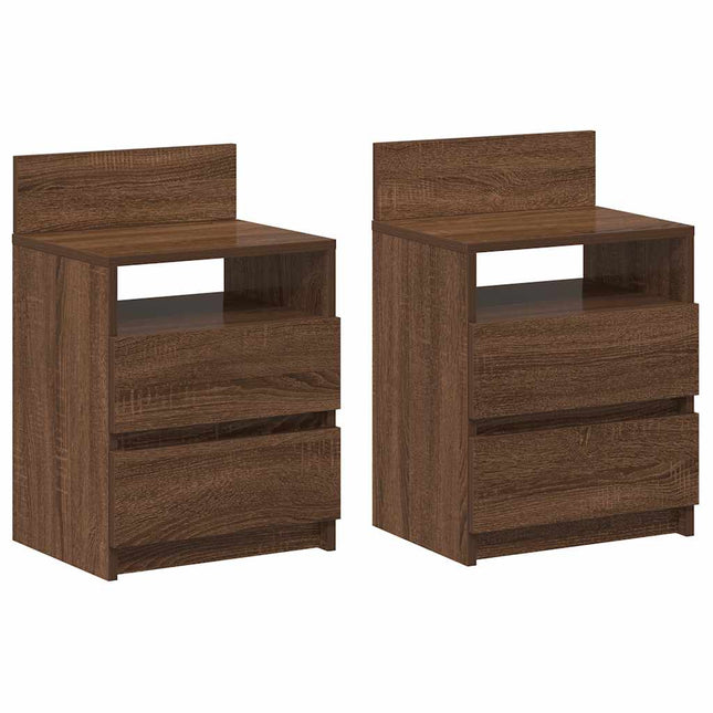 Comodini 2 pz con 2 Cassetti Rovere Marrone 40x33x60 cm
