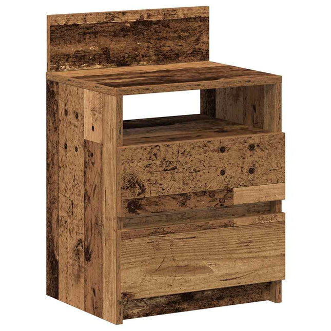 Comodino con 2 Cassetti Legno Antico 40x33x60 cm