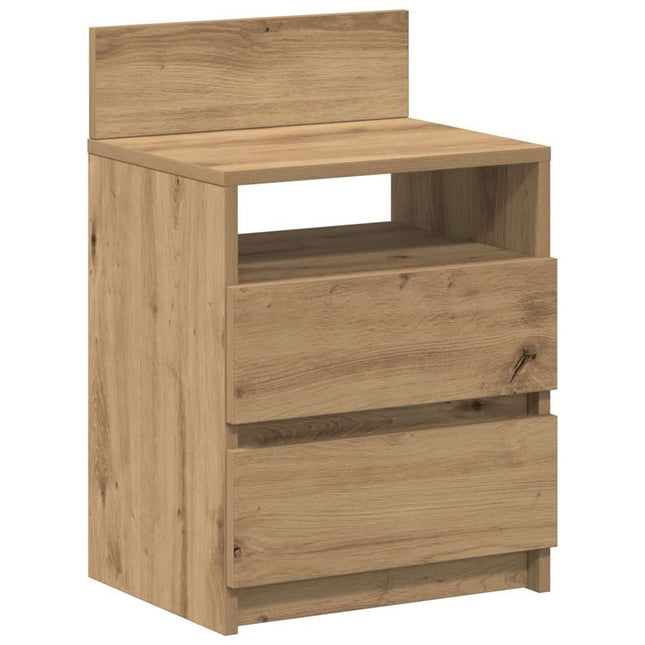 Comodino con 2 Cassetti Rovere Artigianale 40x33x60 cm