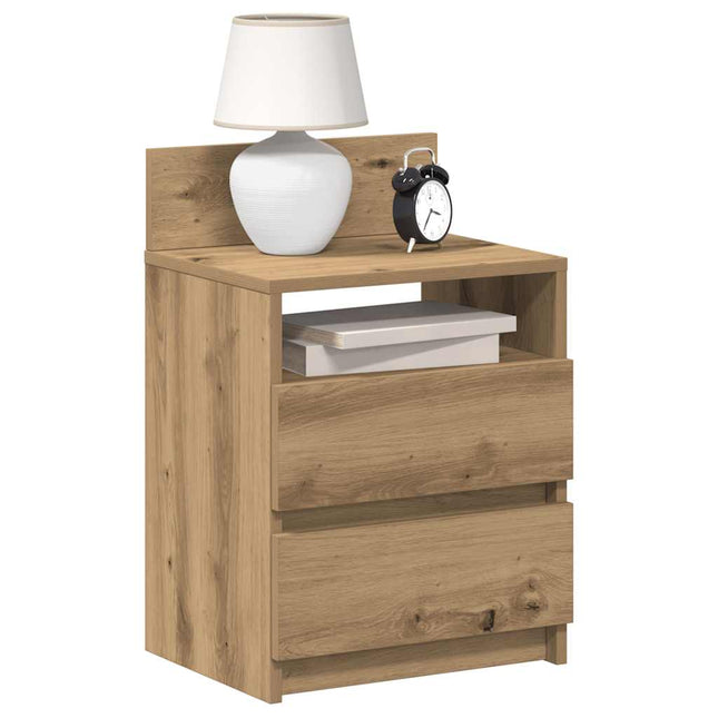 Comodino con 2 Cassetti Rovere Artigianale 40x33x60 cm