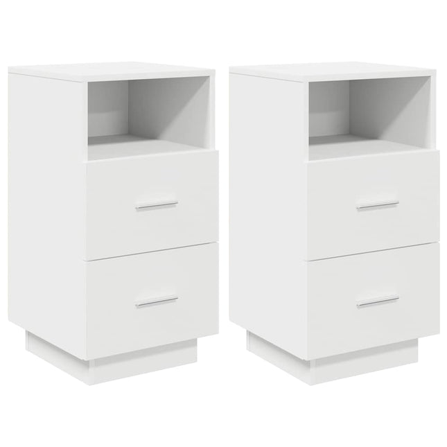Comodini 2 pz con 2 Cassetti Bianchi 36x36x68 cm