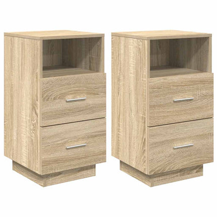 Comodini 2 pz con 2 Cassetti Rovere Sonoma 36x36x68 cm