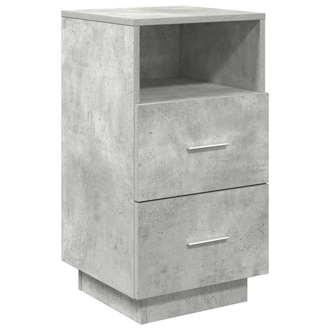 Comodino con 2 Cassetti Grigio Cemento 36x36x68 cm
