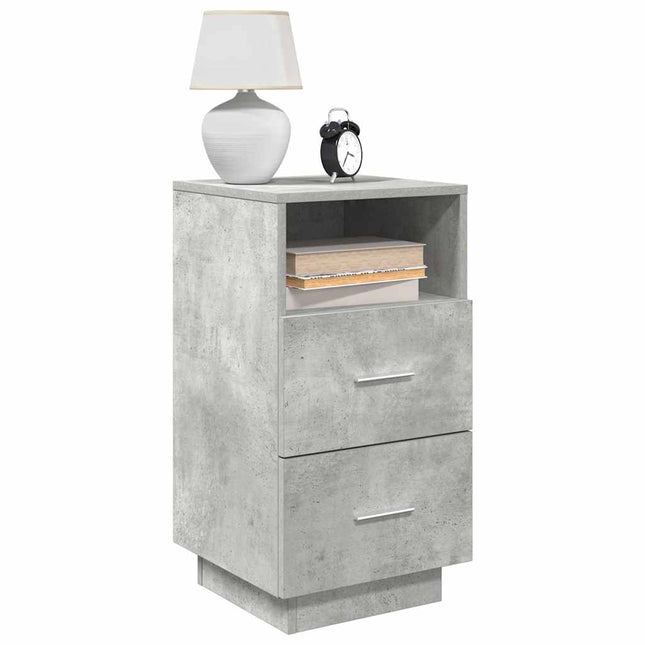 Comodino con 2 Cassetti Grigio Cemento 36x36x68 cm