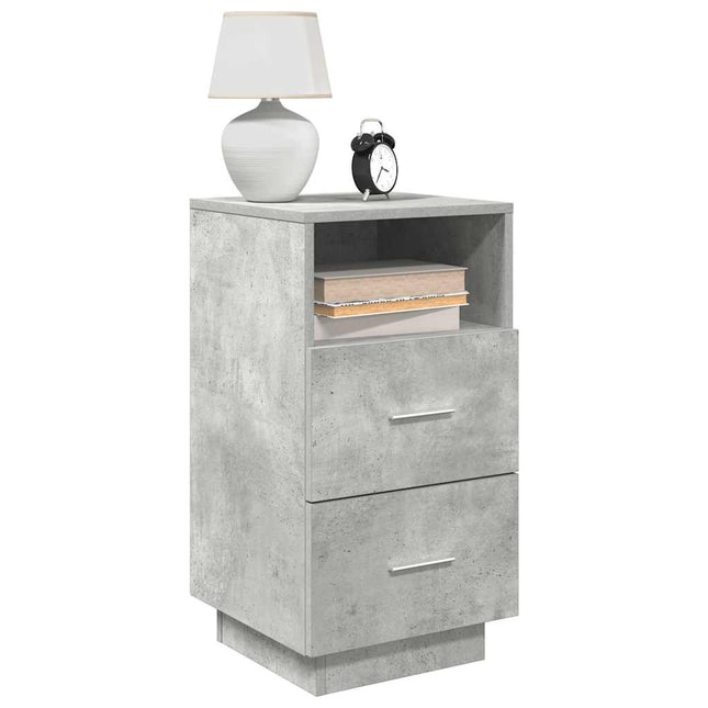Comodini 2 pz con 2 Cassetti Grigio Cemento 36x36x68 cm