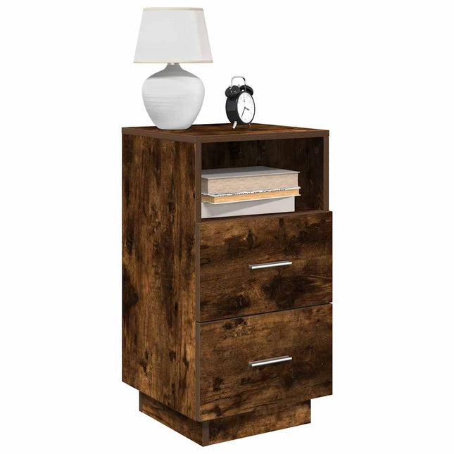 Comodino con 2 Cassetti Rovere Fumo 36x36x68 cm