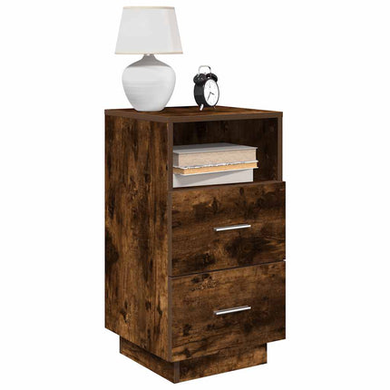 Comodini 2 pz con 2 Cassetti Rovere Fumo 36x36x68 cm