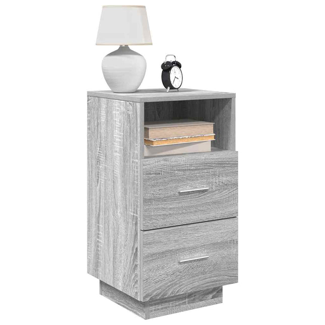 Comodino con 2 Cassetti Grigio Sonoma 36x36x68 cm