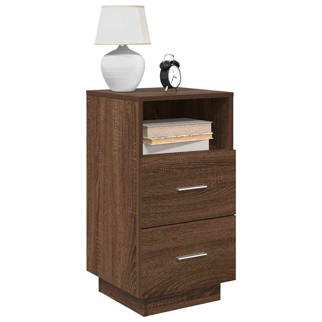 Comodini 2 pz con 2 Cassetti Rovere Marrone 36x36x68 cm