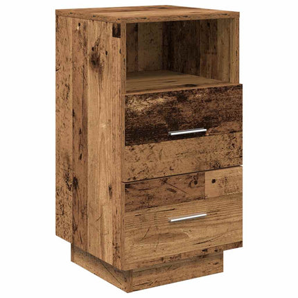 Comodino con 2 Cassetti Legno Antico 36x36x68 cm