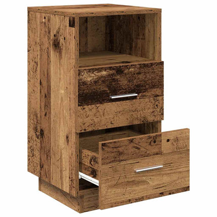 Comodini 2 pz con 2 Cassetti Legno Antico 36x36x68 cm