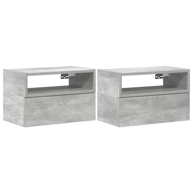 Comodini a Muro 2 pz Grigio Cemento 45x26x28,5 cm